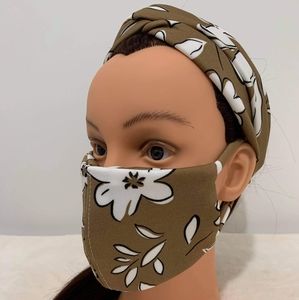 Boho Top Knot Headband and Facemask Set